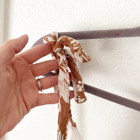 American Eagle Jumpsuit Women's Large Floral Wide Leg Faux Wrap Coconut Girl - Picture 8 of 11